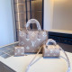 Khaki Casual Letters Patchwork Contrast Bags