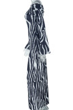 Black And White Elegant Stripe Patchwork Off Shoulder Long Dresses