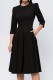 Black Elegant Solid Color Patchwork O Neck Long Dresses