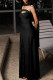 Black Elegant Solid Color Lace Patchwork Strapless Long Dresses
