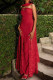 Red Elegant Solid Color Lace Patchwork Strapless Long Dresses