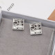 White Daily Letters Hollow Out Rhinestone Decor Earrings