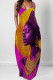 Purple Casual Print Pocket Patchwork Spaghetti Strap Sling Dresses