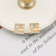 Gold Daily Letters Hollow Out Rhinestone Decor Earrings