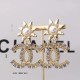 Gold Daily Letters Pearls Decor Rhinestone Decor Earrings