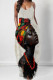 Milky Casual Print Pocket Patchwork Spaghetti Strap Sling Dresses