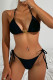 Black Sexy Solid Color Patchwork Strap Design Swimwears