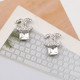 White Daily Letters Rhinestone Decor Earrings