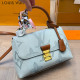 Blue Casual Letters Patchwork Contrast Bags