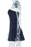 Black Sexy Patchwork Backless Contrast Off Shoulder Backless Dress Dresses