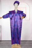 Purple Casual Patchwork V Neck Long Dresses