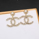 Gold Daily Letters Pearls Decor Rhinestone Decor Earrings