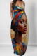 Multicolor Casual Print Pocket Patchwork Spaghetti Strap Sling Dresses