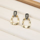 Gold Daily Letters Hollow Out Earrings