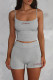 Grey Casual Letters Patchwork Spaghetti Strap Sleeveless Two Pieces