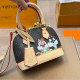Brown Street Cartoon Print Patchwork Zipper Contrast Bags