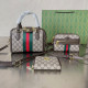 Khaki Casual Stripe Letters Patchwork Zipper Bags