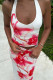 White Pink Elegant Print Patchwork Backless Halter Two Pieces