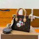 Brown Street Graffiti Print Letters Patchwork Contrast Bags