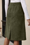 Army Green Elegant Solid Color Pocket Zipper Plus Size 