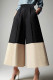 Black Casual Pocket Contrast Boot Cut Mid Waist Wide Leg Patchwork Bottoms