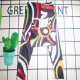 Black Sportswear Print Patchwork Swimwears