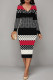 Multicolor Casual Geometric Print Chain print Contrast V Neck Printed Dresses