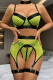 Green Sexy Solid Hollowed Out Patchwork Lingerie(Four Pieces)