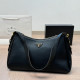 Black Casual Solid Color Patchwork Zipper Bags