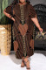 Multicolor Casual Chain print Leopard Pocket Contrast O Neck Printed Plus Size Dresses