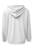 White Brown Casual Animal Print Draw String Pocket Hooded Tops