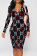 Letter Casual Letter Print Contrast V Neck Printed Dresses