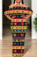 Yellow And Blue Casual Print Patchwork Backless Flounce Off Shoulder Long Dresses