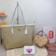 Apricot White Street Letters Patchwork Zipper Contrast Bags