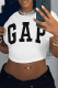 White Casual Letter Print O Neck T-Shirts