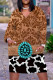 Black And White Casual Floral Print Pocket Contrast V Neck Printed Plus Size Dresses