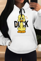 Yellow Casual Animal Print Draw String Pocket Hooded Tops