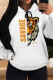 White Yellow Casual Animal Print Draw String Pocket Hooded Tops