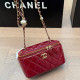 Red Daily Solid Color Patchwork Pearls Decor Zipper Bags