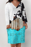 Brown Casual Floral Print Pocket Contrast V Neck Printed Plus Size Dresses