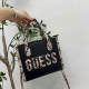 Black Casual Snakeskin Print Letters Patchwork Zipper Bags