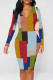 Multicolor Casual Geometric Print Contrast V Neck Printed Dresses