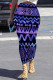 Purple Casual Print Patchwork Regular Mid Waist Full Print Bottoms