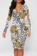 Leopard Print Sexy Camouflage Print Leopard Contrast V Neck Printed Dresses