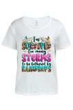 White Street Graffiti Print Letters O Neck T-Shirts