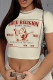 Apricot Casual Graffiti Print Letters Contrast O Neck T-Shirts