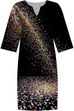 Blue Casual Geometric Print Flowers Contrast V Neck Printed Dresses