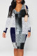 White Grey Casual Geometric Print Contrast V Neck Printed Dresses