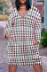 White Rose Red Street Plaid Pocket Patchwork Contrast V Neck Printed Plus Size Dresses