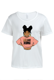White Street Graffiti Print Letters O Neck T-Shirts